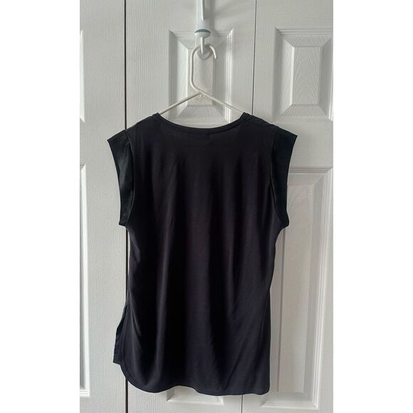 ZARA Oversized Tee with Faux Leather Shoulder Details Small - Picture 6 of 6